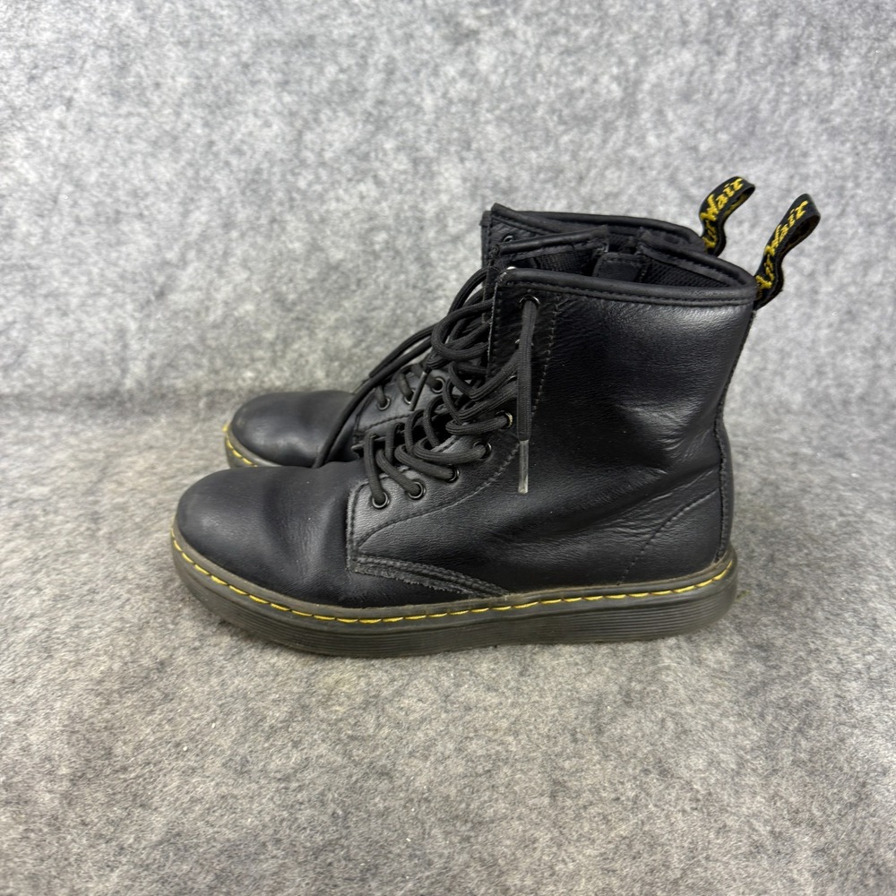 Doc Martin Leather Black Combat Boots AW004 Youth Size 4
